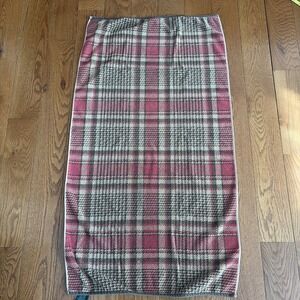 VTG Ralph Lauren bath towel Aragon Plaid Houndstooth Tartan Brown Red Tan Cotton